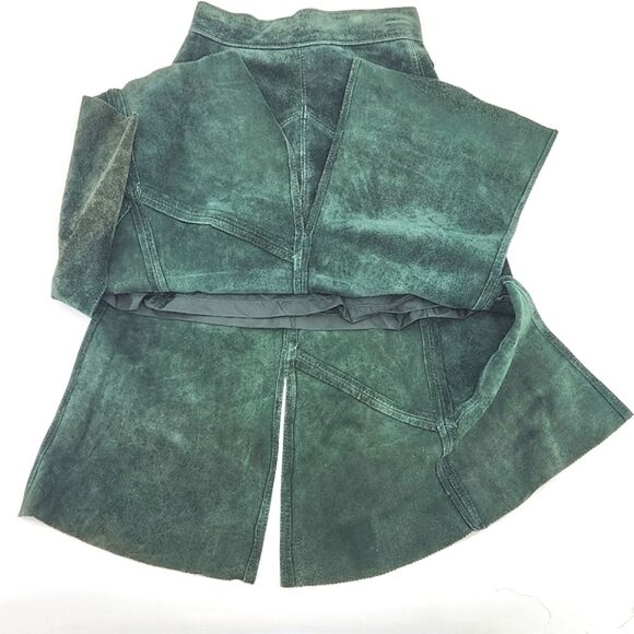 Montgomery Ward Tannery Leather Midi Skirt Size 7/8 Chevron Patchwork Western - Picture 5 of 11